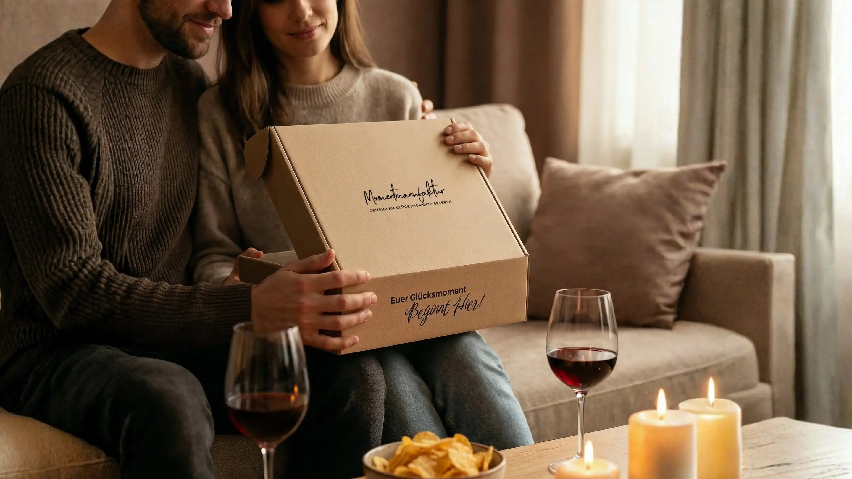 Paar öffnet Kreativbox